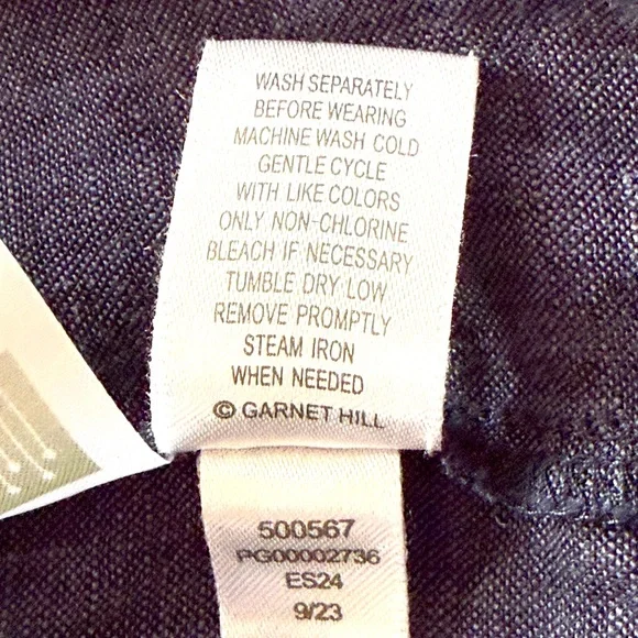 Women's Dark Blue Linen Button-Up Top from Garnet Hill. Size XL. - Picture 8 of 8